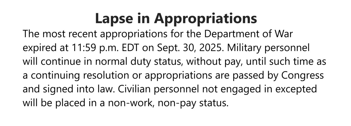 Lapse in Appropriations